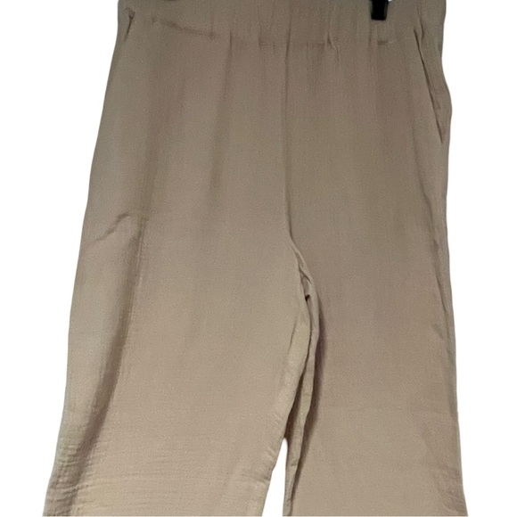 NWOT Sanctuary Cream Wide Leg Pull On Textured Pants 100% Cotton, Women's Size M - Picture 3 of 8